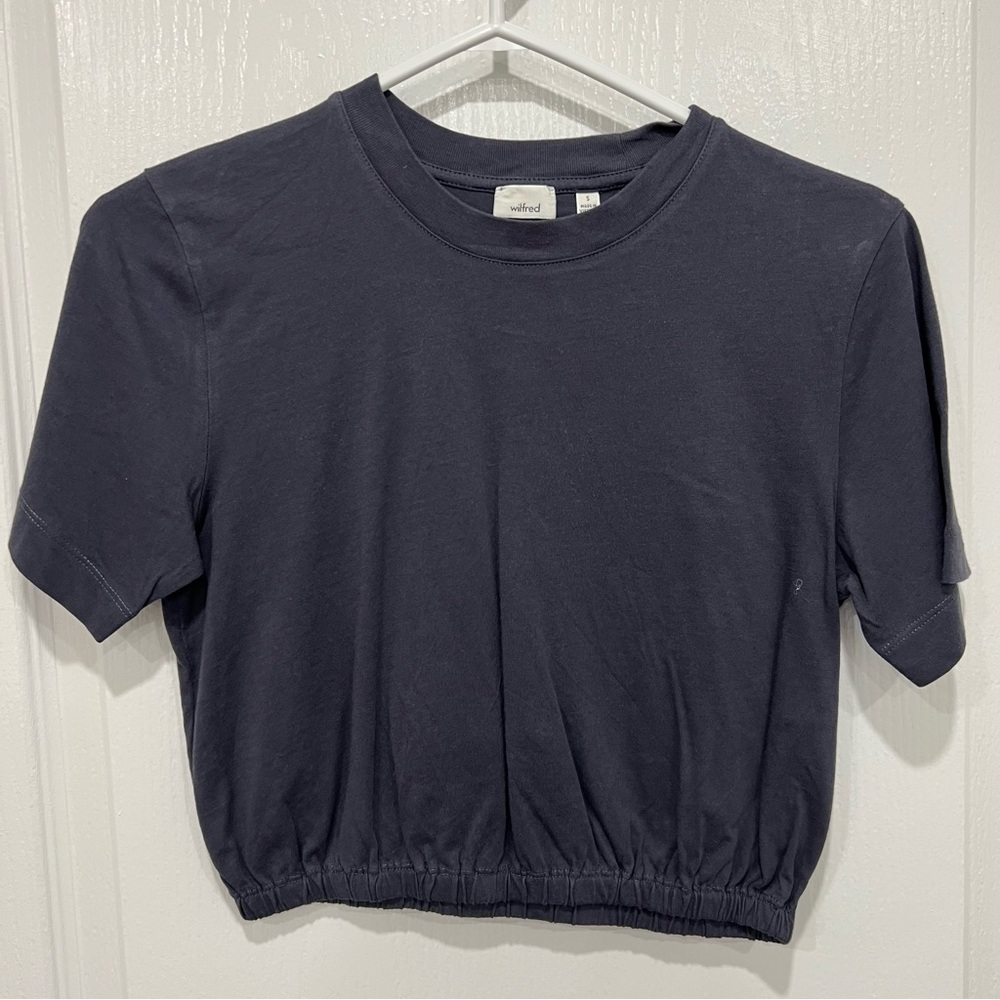 Wilfred Navy washed blue Cropped T-Shirt